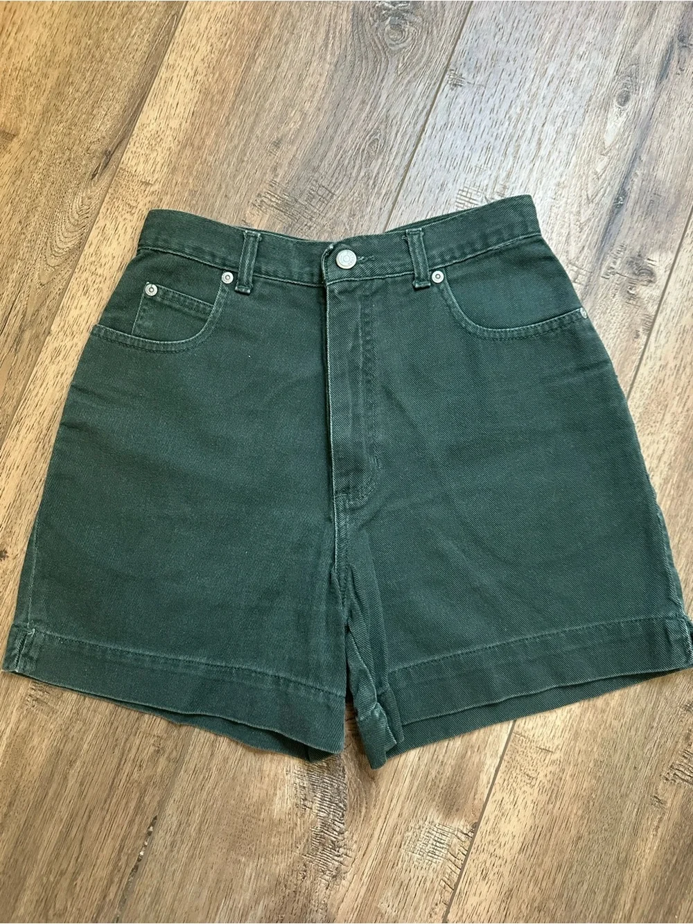 Vintage High Sierra Shorts, 90’s, Denim, High-Waisted, Dark Green, Size 6